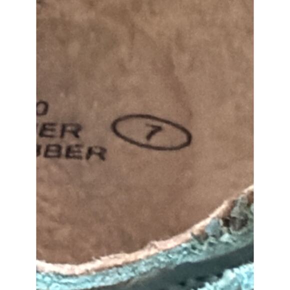 Naughty Monkey "Killion" Turquoise leather peep toe woven bootie SZ 7 - Picture 8 of 9